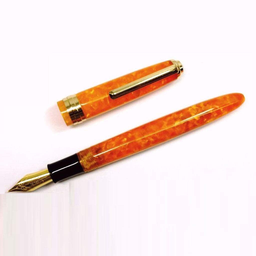 Click Falcon Acrylic Sunburst Orange GT Fountain Pen CLK130013SO