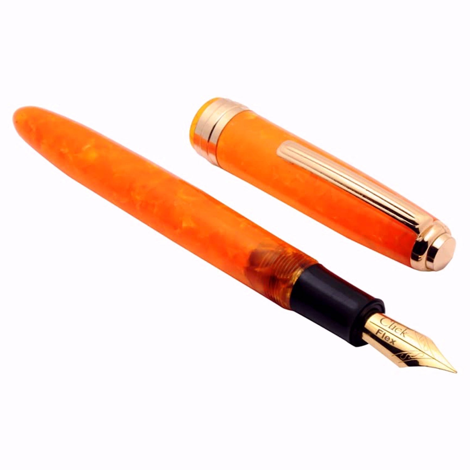 Click Falcon Acrylic Sunburst Orange GT Fountain Pen CLK130013SO