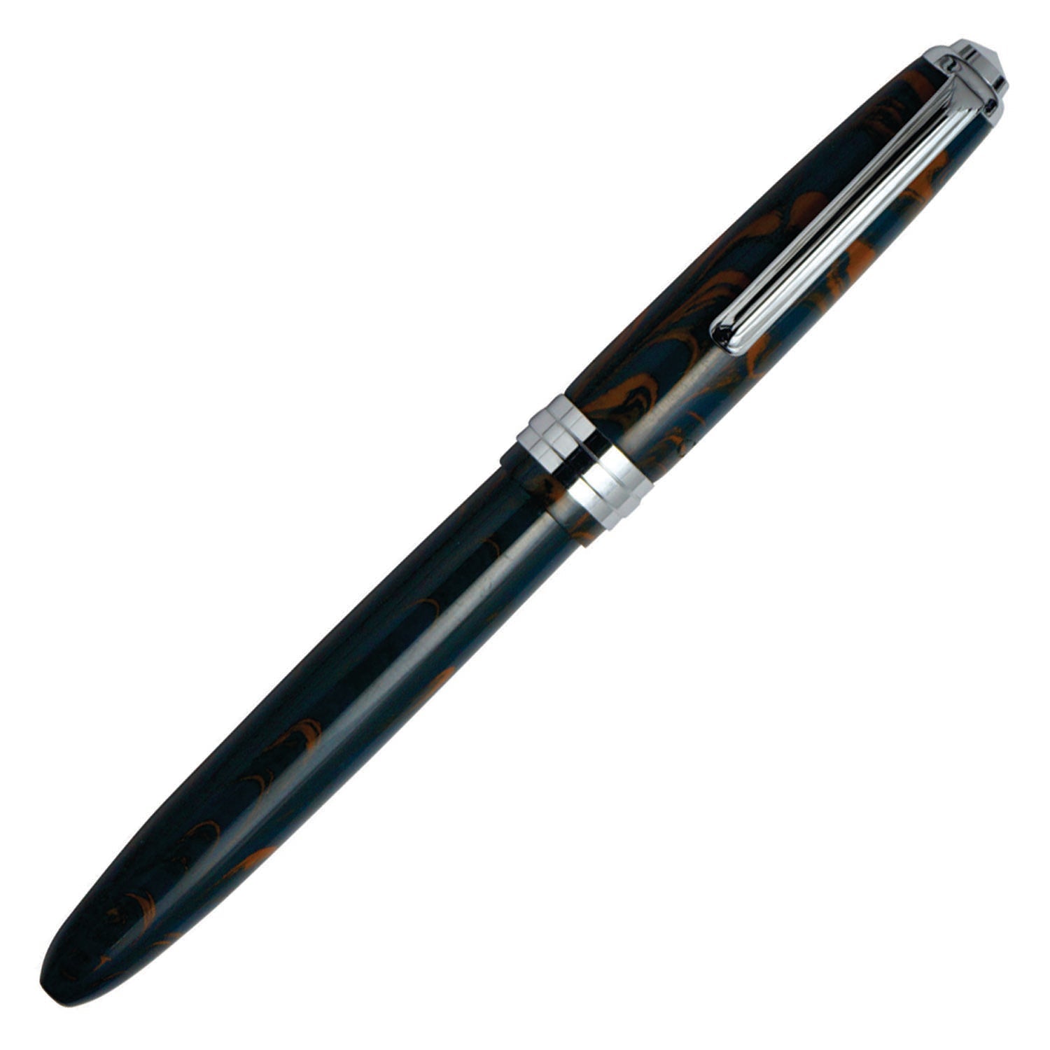 Click Falcon Ebonite Brown/Teal Blue Fountain Pen CLK130090EBRT
