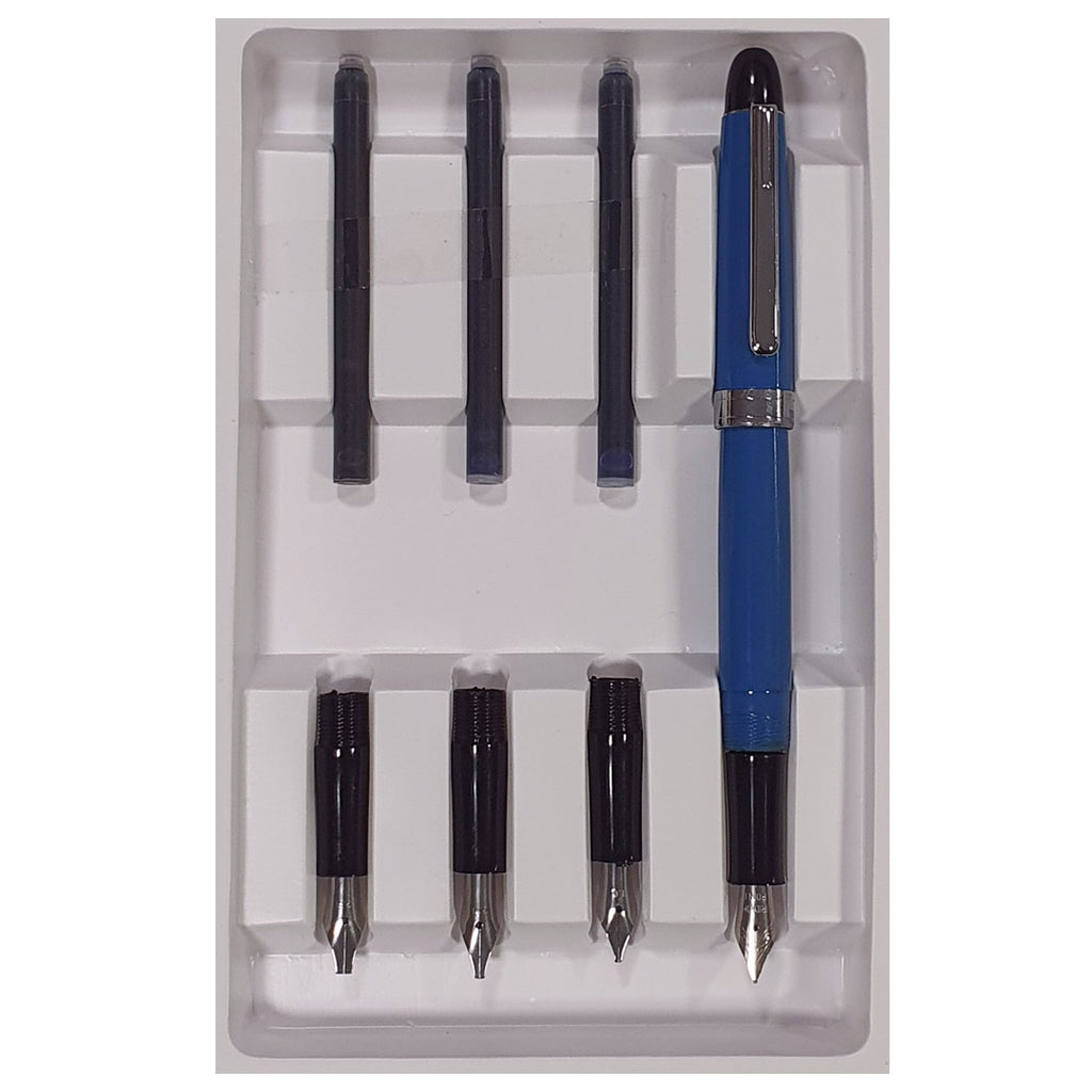 Click Professional Blue Straight Cut Calligraphy Pen Set CLKPS1201PBU