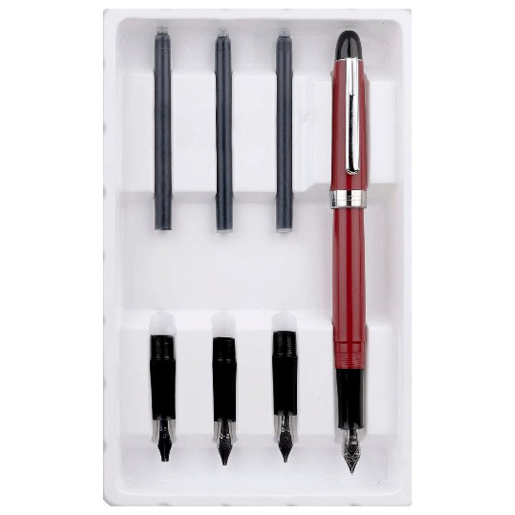 Red Ink Click Pens Click Professional Red Straight Cut Calligraphy Pen Set CLKPS1201R