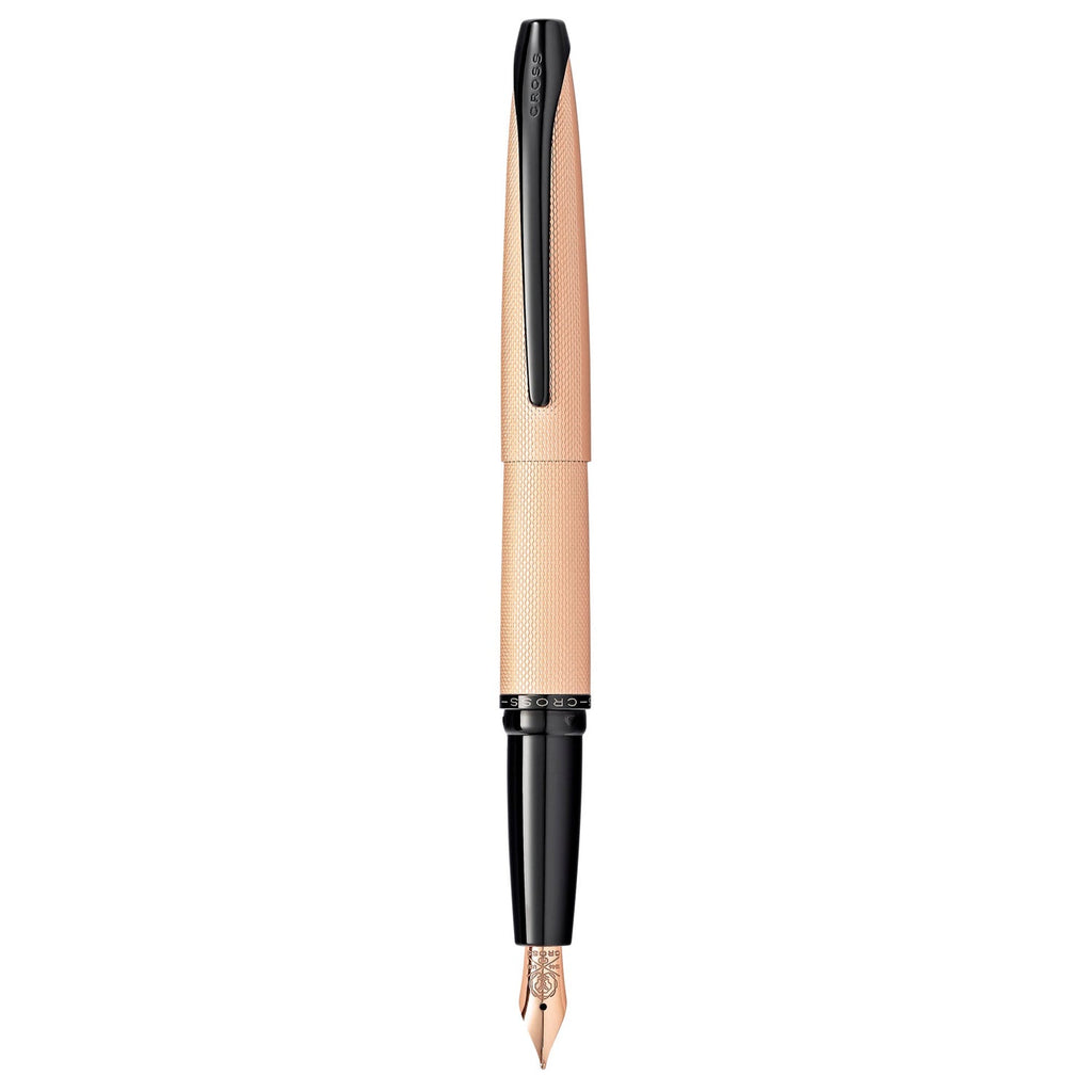 Cross ATX Brushed Rose Gold PVD w/ Etched Diamond Pattern Fountain Pen w Stainless / Rose Gold Nib Item# 886-42 - Image 3