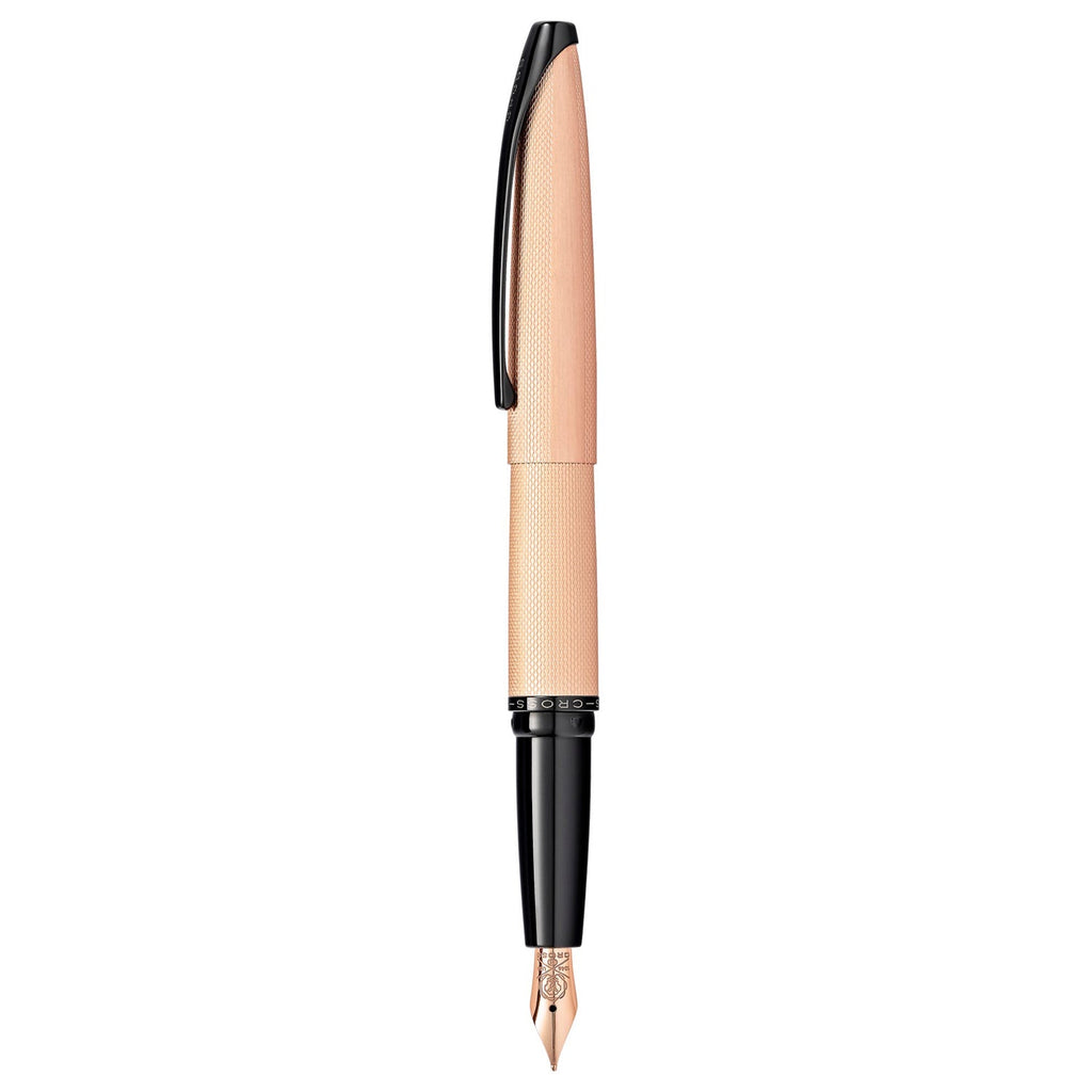 Cross ATX Brushed Rose Gold PVD w/ Etched Diamond Pattern Fountain Pen w Stainless / Rose Gold Nib Item# 886-42 - Image 4