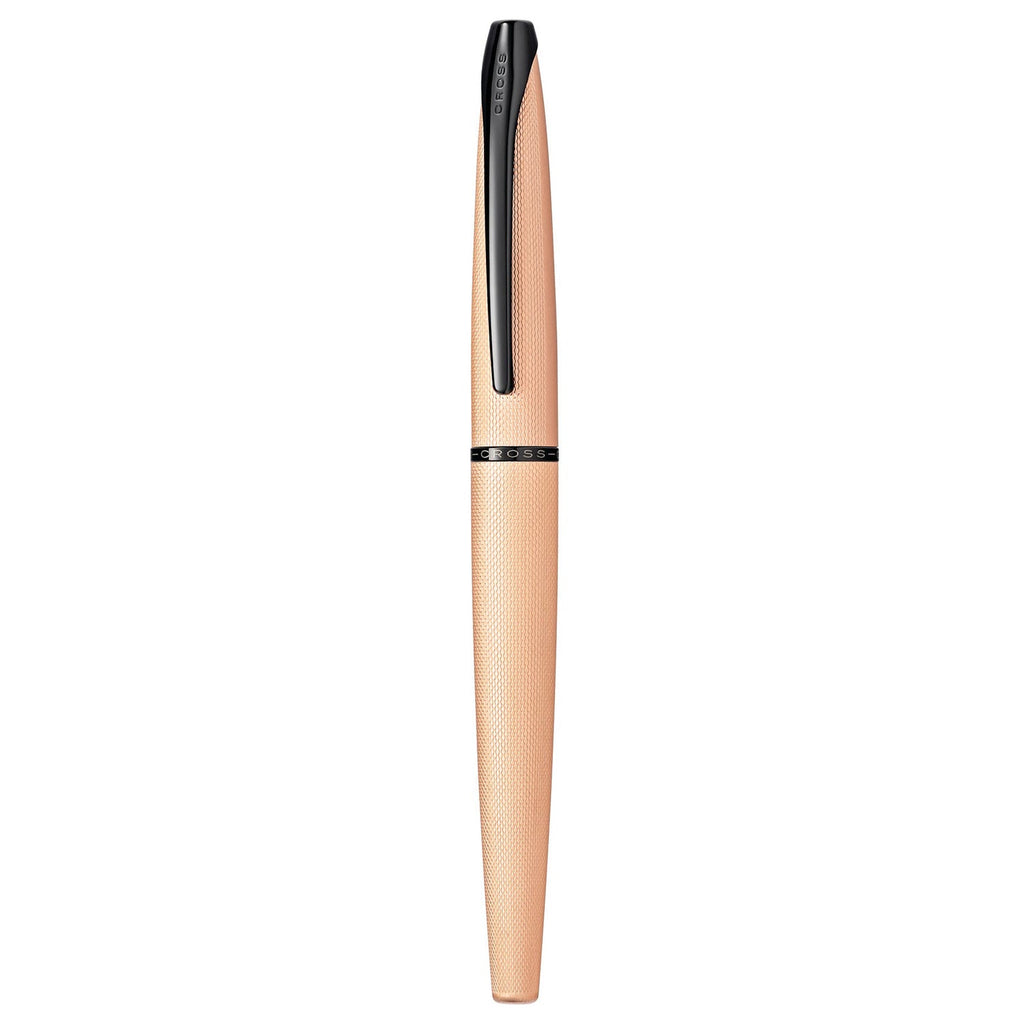 Cross ATX Brushed Rose Gold PVD w/ Etched Diamond Pattern Fountain Pen w Stainless / Rose Gold Nib Item# 886-42 - Image 5