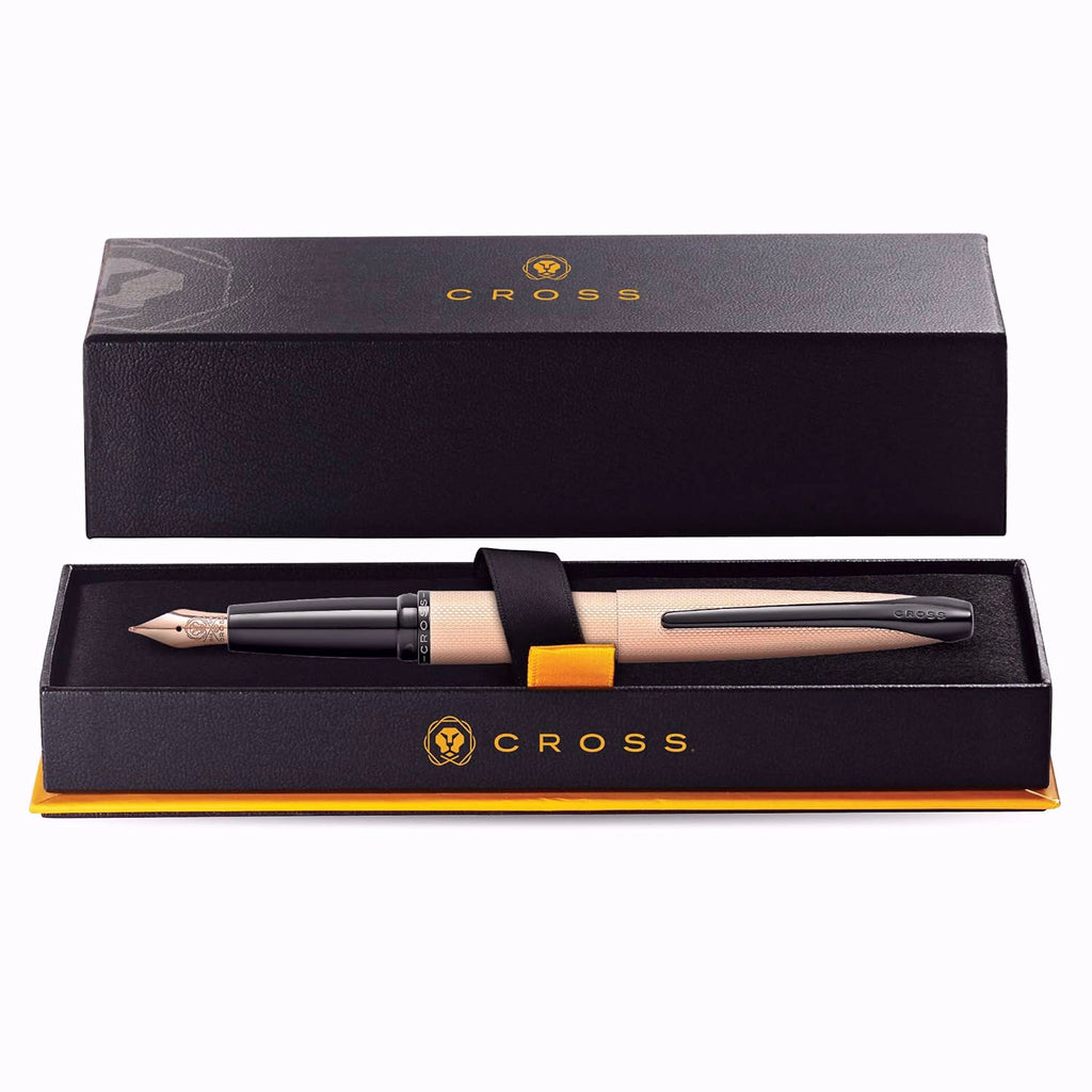 Cross ATX Brushed Rose Gold PVD w/ Etched Diamond Pattern Fountain Pen w Stainless / Rose Gold Nib Item# 886-42 - Image 7