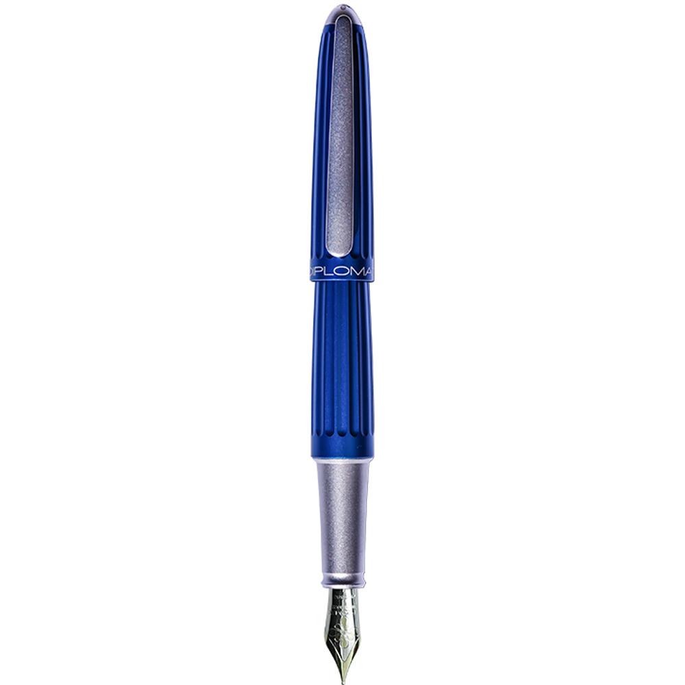 Diplomat Aero Blue 14K Gold Fountain Pen is shaped like the airship named Zeppelin of the 1900's