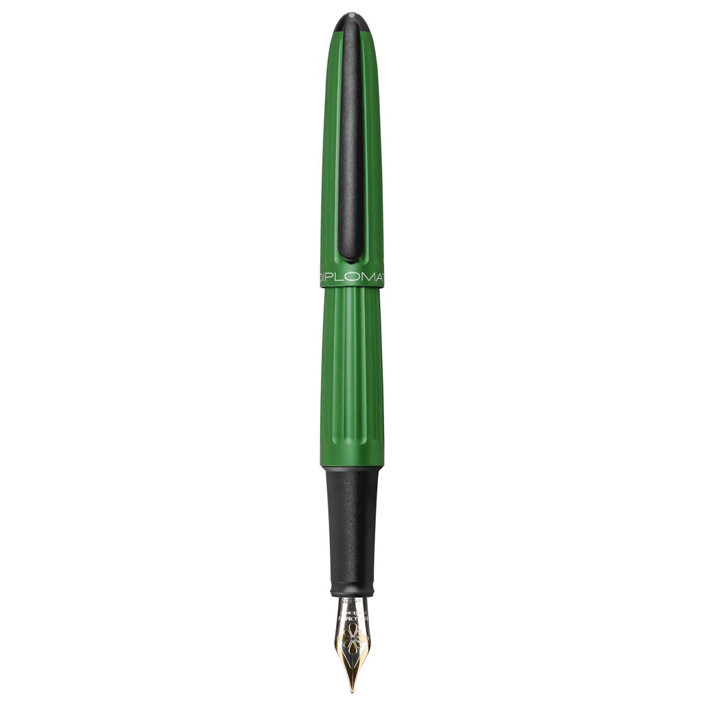 Diplomat Aero Green 14K Gold Fountain Pen is shaped like the airship named Zeppelin of the 1900's