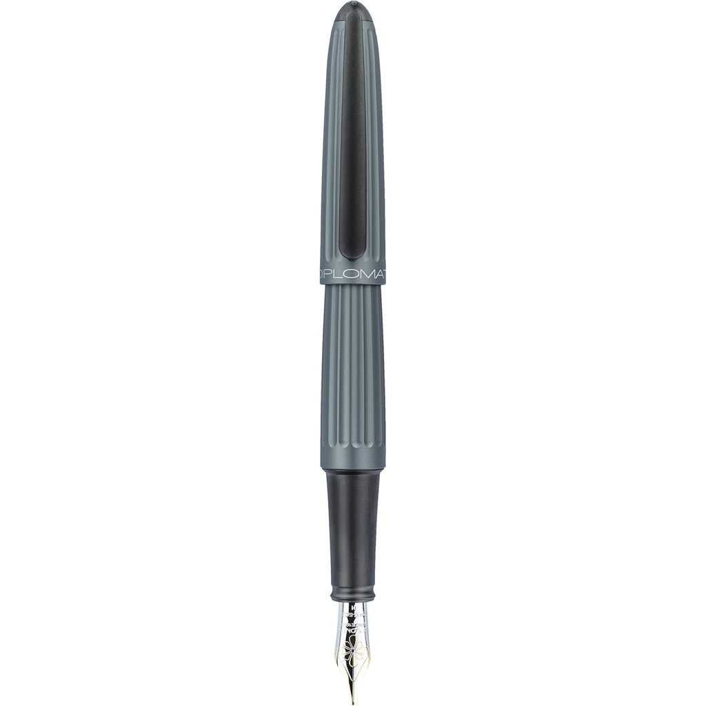 Diplomat Aero Grey 14K Gold Fountain Pen is shaped like the airship named Zeppelin of the 1900's