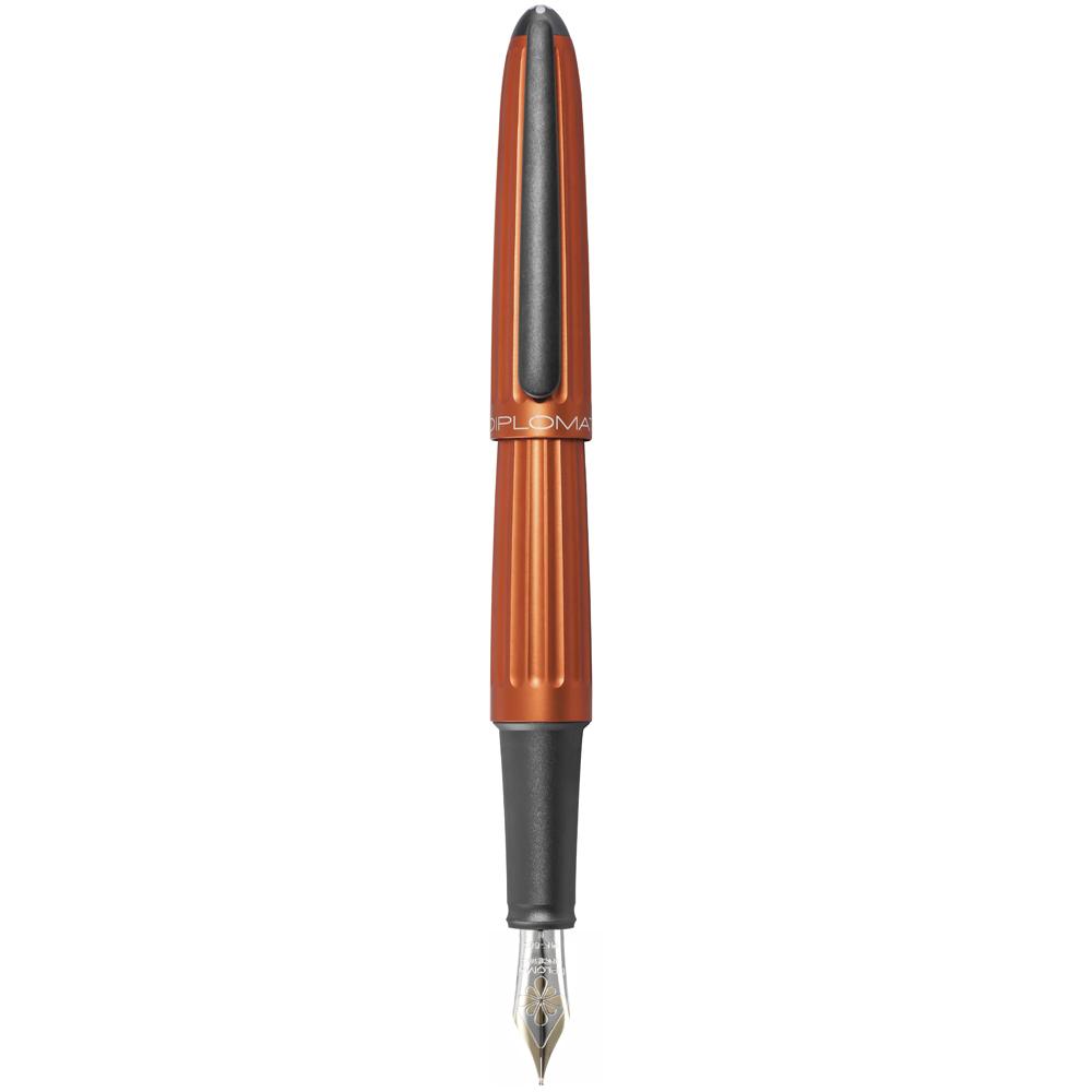 Diplomat Aero Orange 14K Gold Fountain Pen is shaped like the airship named Zeppelin of the 1900's