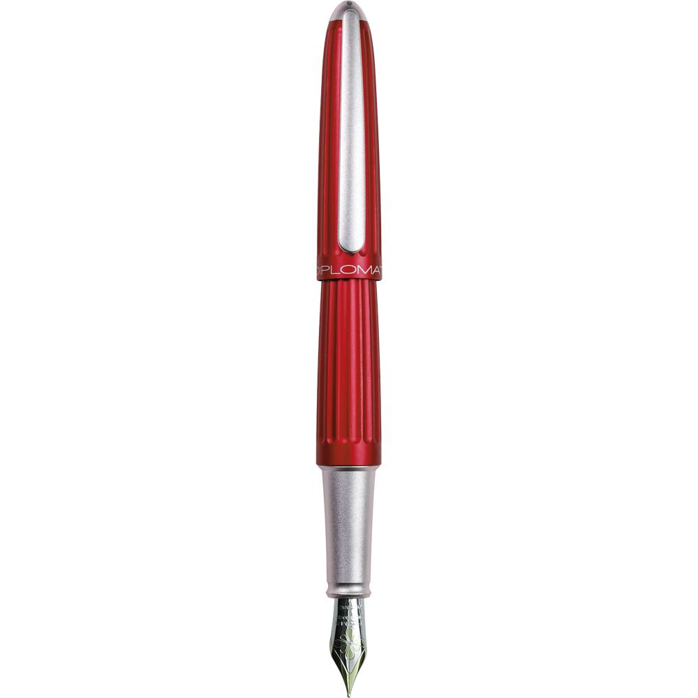 Diplomat Aero Red 14K Gold Fountain Pen is shaped like the airship named Zeppelin of the 1900's