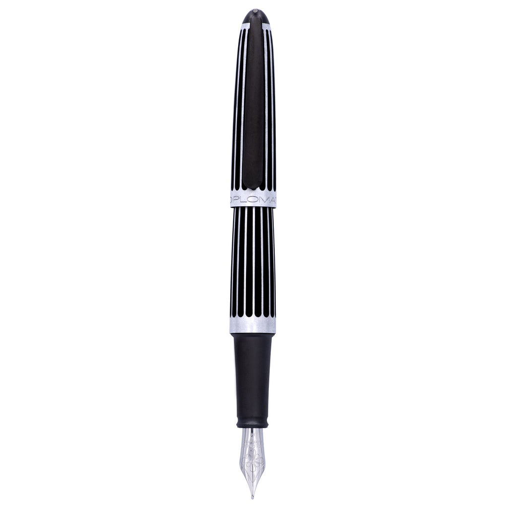 Diplomat Aero Stripes Black Fountain Pen is shaped like the airship named Zeppelin of the 1900's
