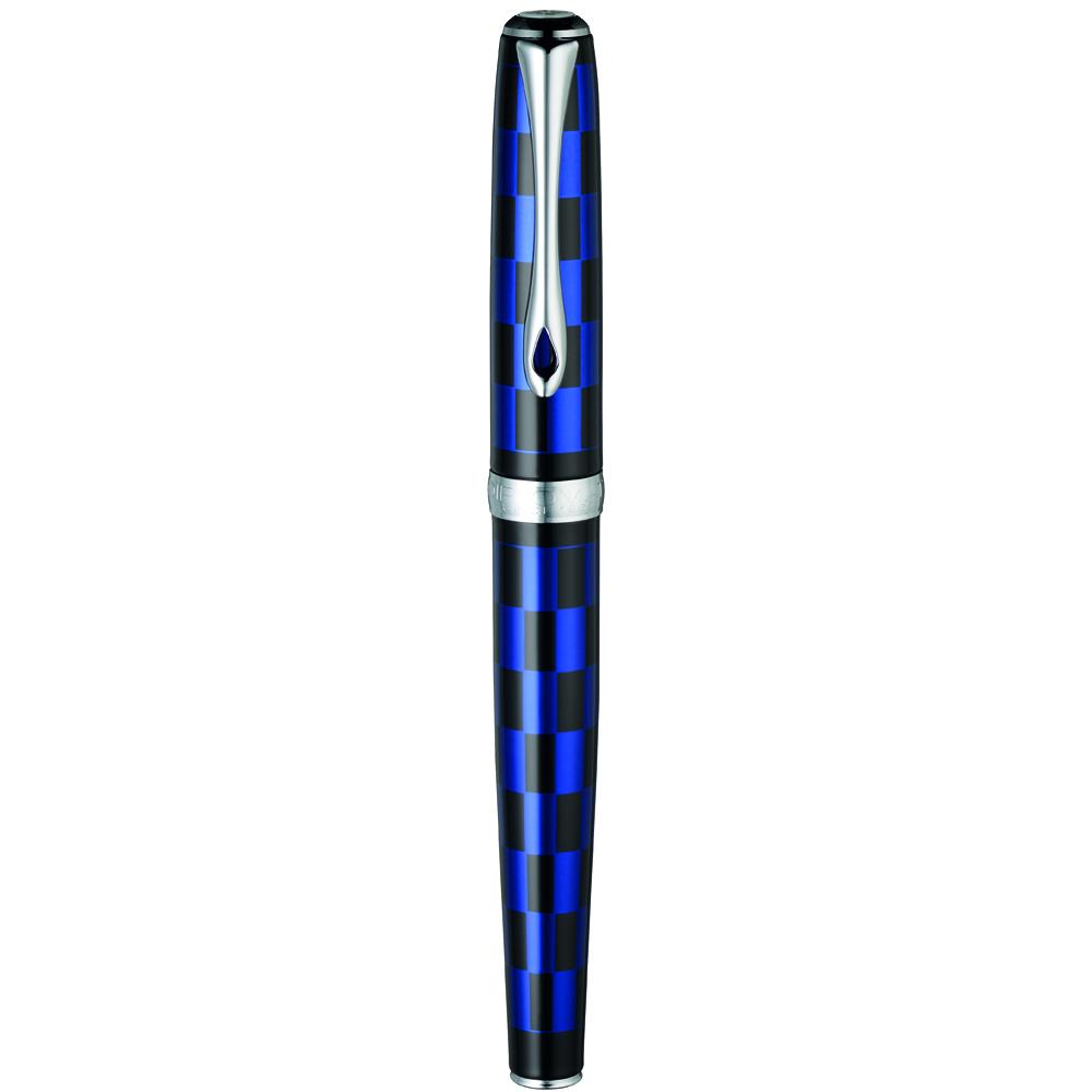 Diplomat Excellence A Plus Rome Black Blue Fountain Pen with geometric pattern