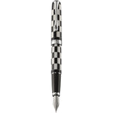 Diplomat Excellence A Plus Rome Black White Fountain Pen with geometric pattern