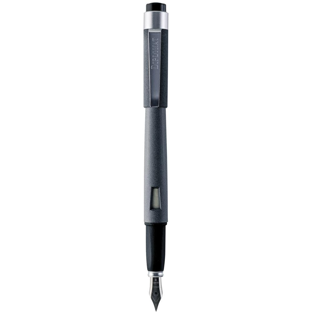 Diplomat Magnum Soft Touch Grey Fountain Penmade in resin with stainless steel nib and a ink window