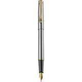 Diplomat Traveller Stainless Steel Gold Fountain Pen everyday use sleek and slim pen