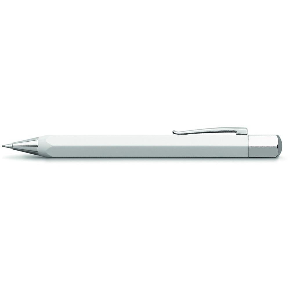 Faber-Castell Ondoro Precious Resin White Mechanical Pencil 137501 with angled edges design