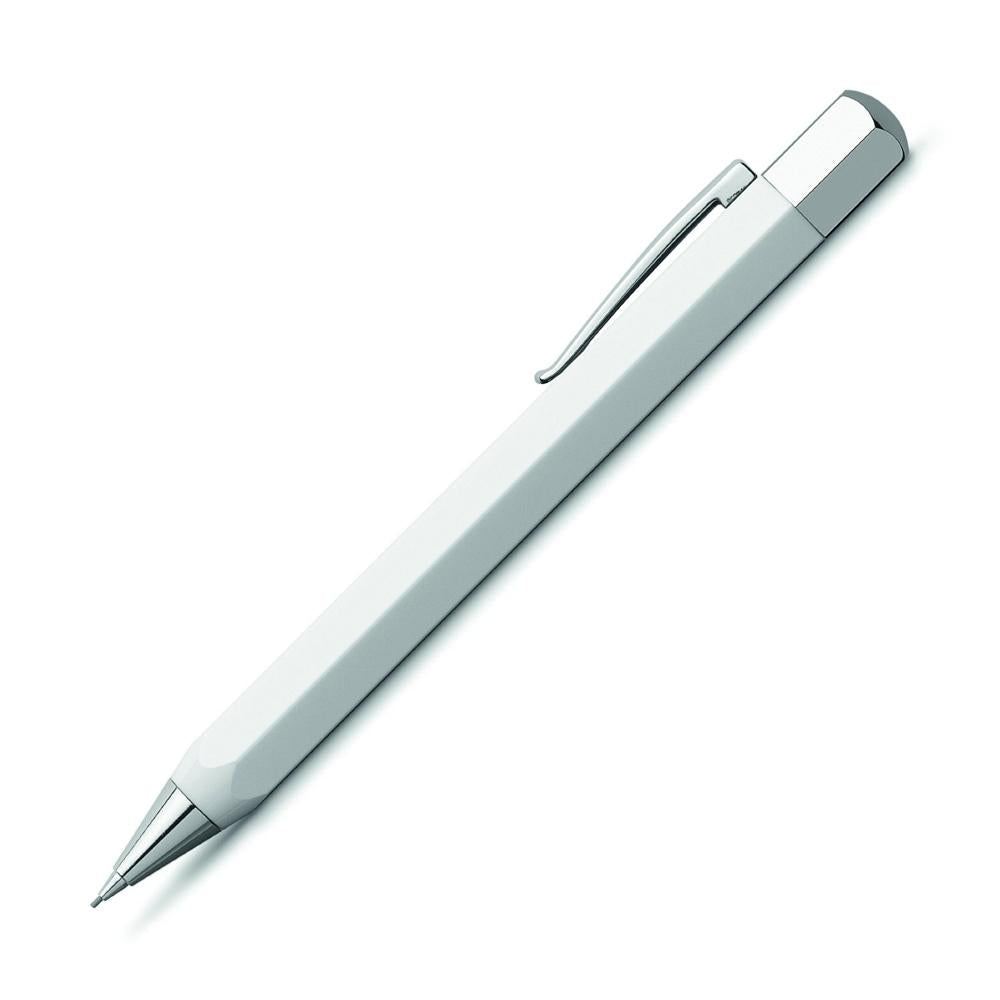 Faber-Castell Ondoro Precious Resin White Mechanical Pencil 137501 with angled edges design
