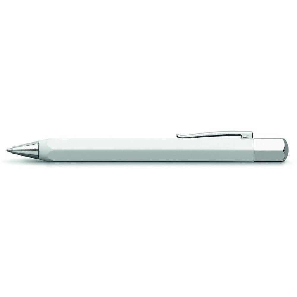 Faber-Castell Ondoro Precious Resin White Ball Pen 147501 with angled edges design
