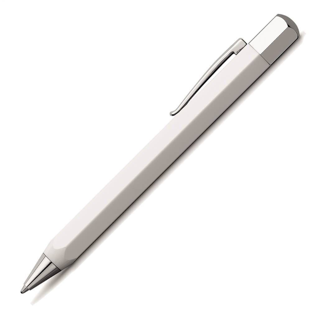 Faber-Castell Ondoro Precious Resin White Ball Pen 147501 with angled edges design