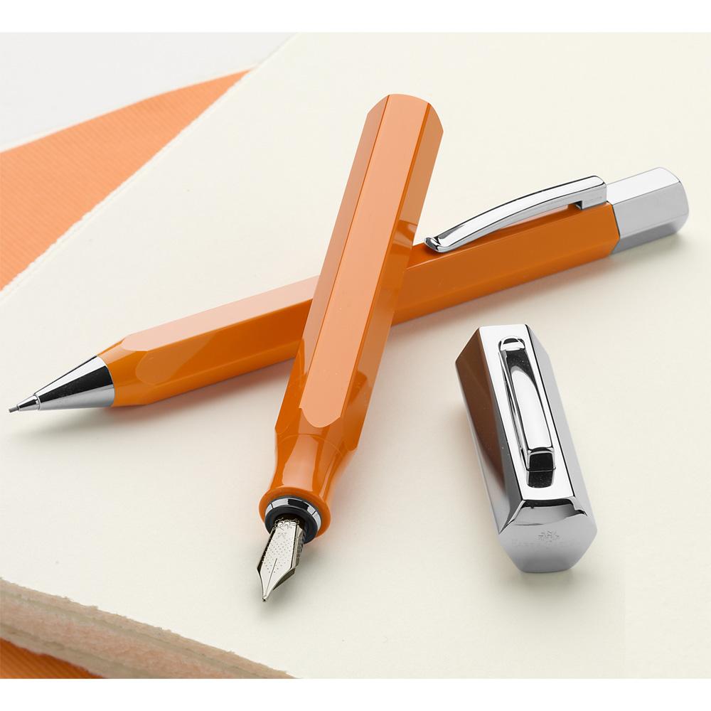 Faber-Castell Ondoro Precious Resin Orange Ball Pen 147502 with angled edges design