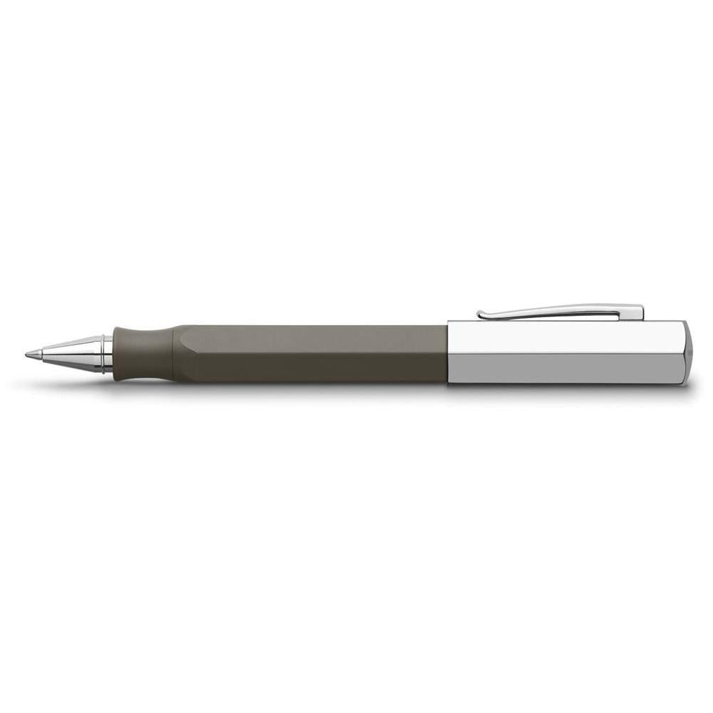 Faber-Castell Ondoro Grey Brown Roller Ball Pen 147515 with angled edges design