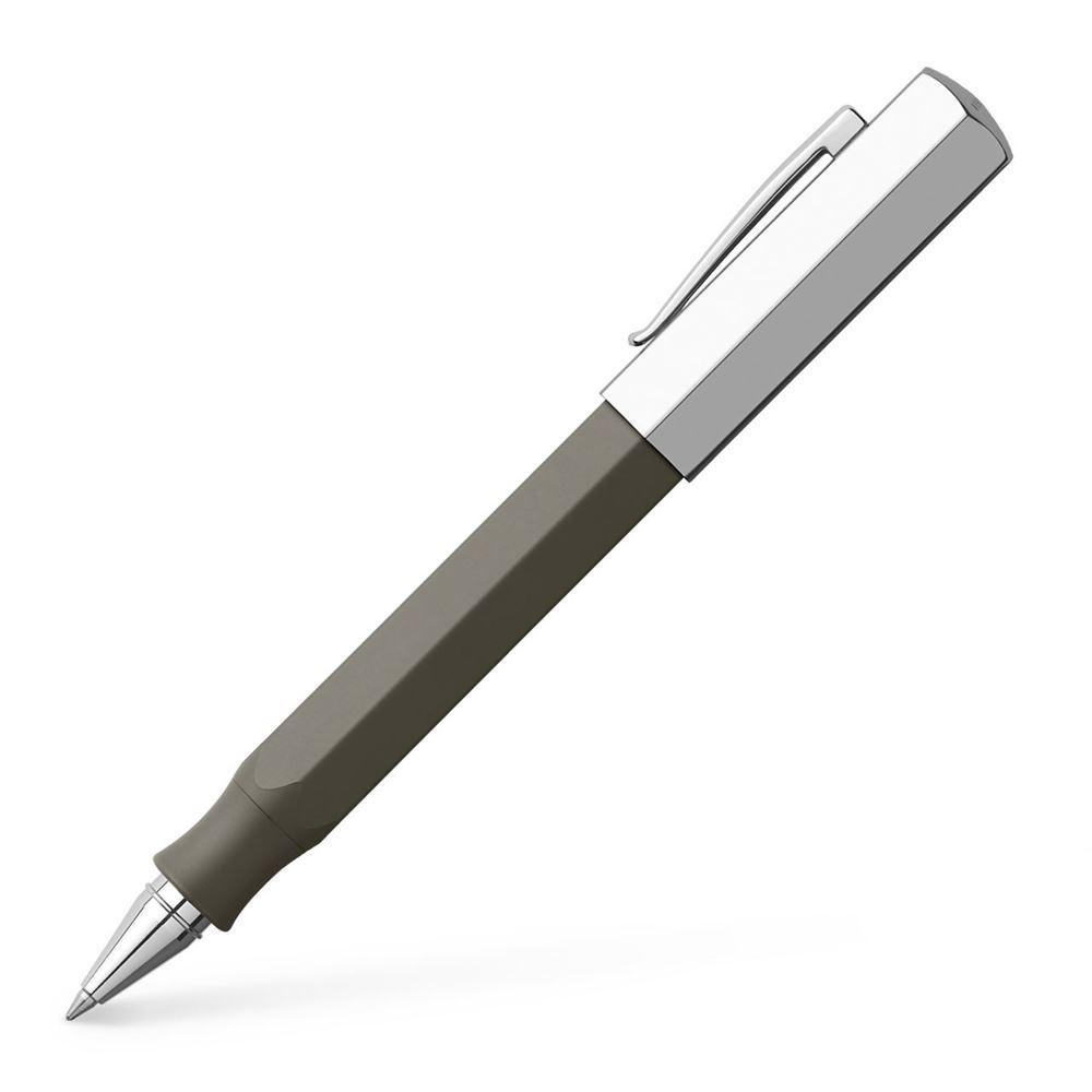 Faber-Castell Ondoro Grey Brown Roller Ball Pen 147515 with angled edges design