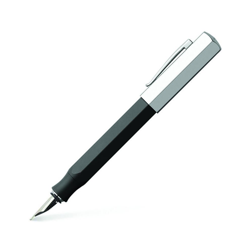 Faber-Castell Ondoro Precious Resin Black Fountain Pen with angled edges