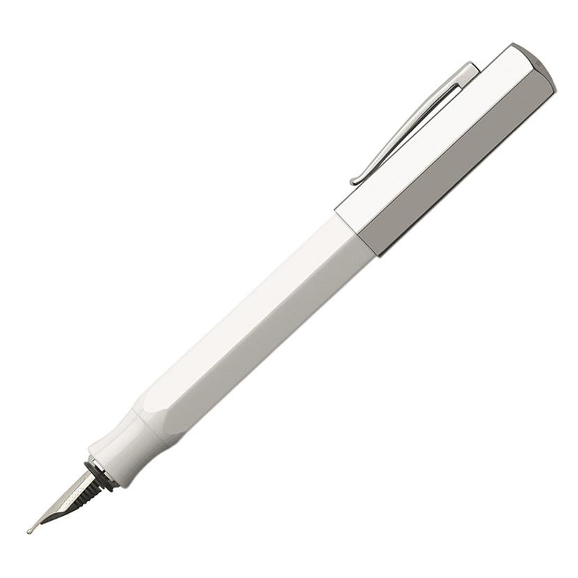Faber-Castell Ondoro Precious Resin White Fountain Pen  with angled edges