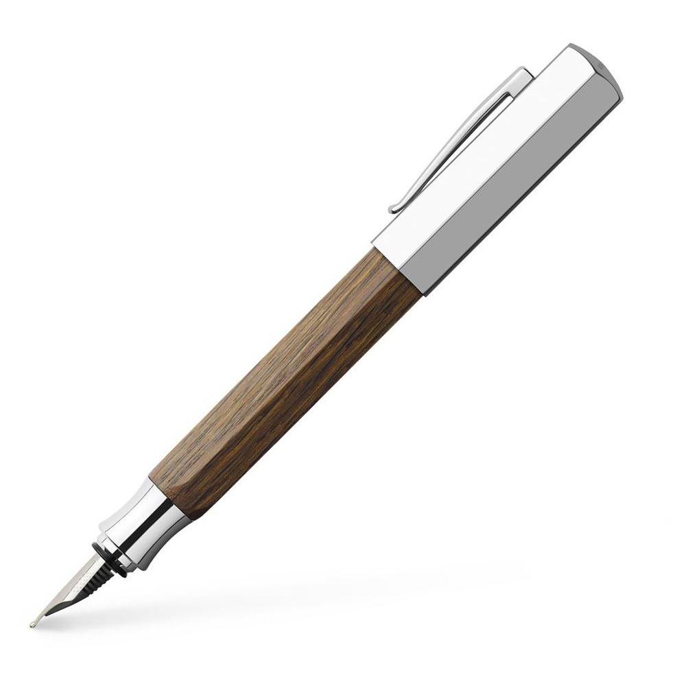 Faber-Castell Ondoro Smoked Oak Wood Fountain Pen  with angled edges