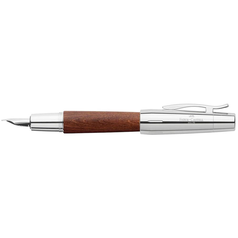 Faber-Castell Emotion Pearwood Brown Fountain Pen. Cigar shaped with crome trims