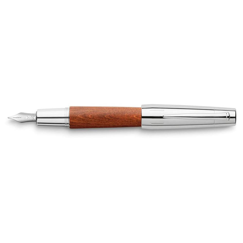 Faber-Castell Emotion Pearwood Brown Fountain Pen. Cigar shaped with crome trims