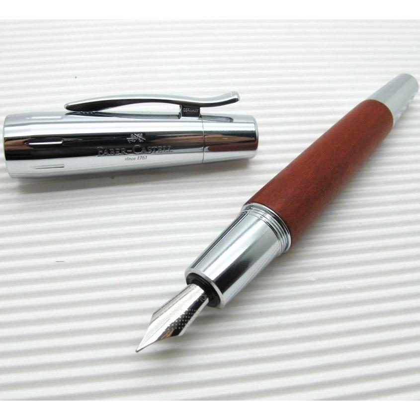 Faber-Castell Emotion Pearwood Brown Fountain Pen. Cigar shaped with crome trims