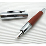 Faber-Castell Emotion Pearwood Brown Fountain Pen. Cigar shaped with crome trims
