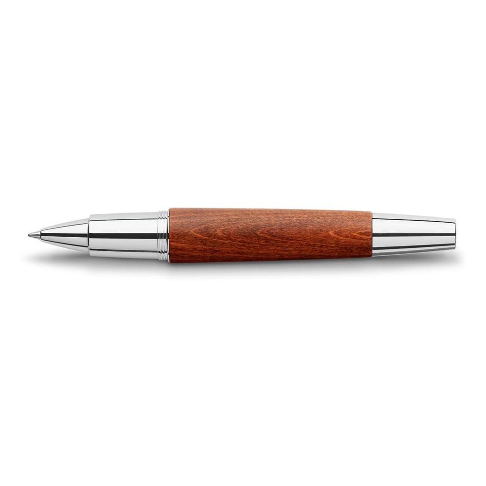 Faber-Castell Emotion Pearwood Brown Roller Ball Pen 148205 cigar shaped pen with crome trims