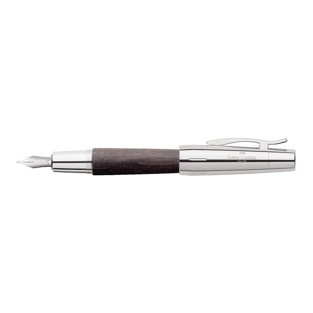 Faber-Castell Emotion Pearwood Black Fountain Pen. Cigar shaped with crome trims
