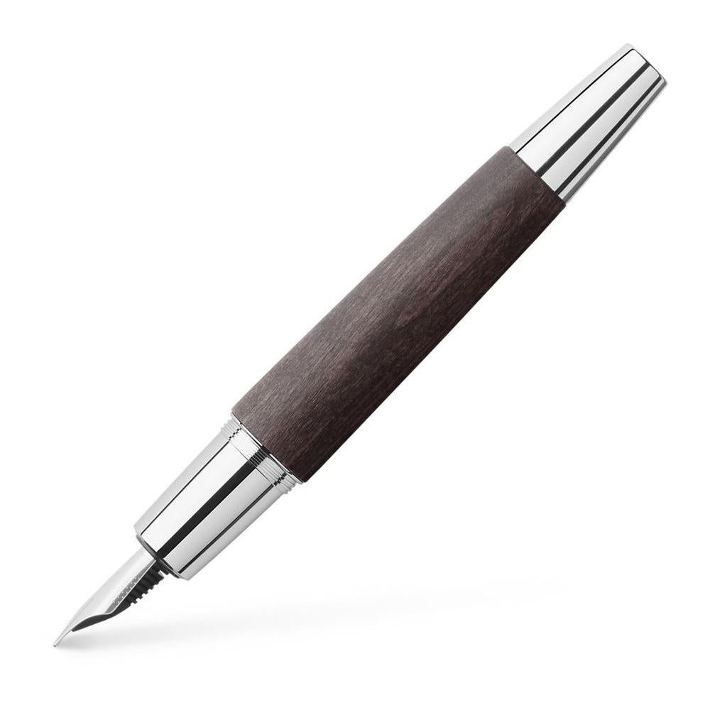 Faber-Castell Emotion Pearwood Black Fountain Pen. Cigar shaped with crome trims