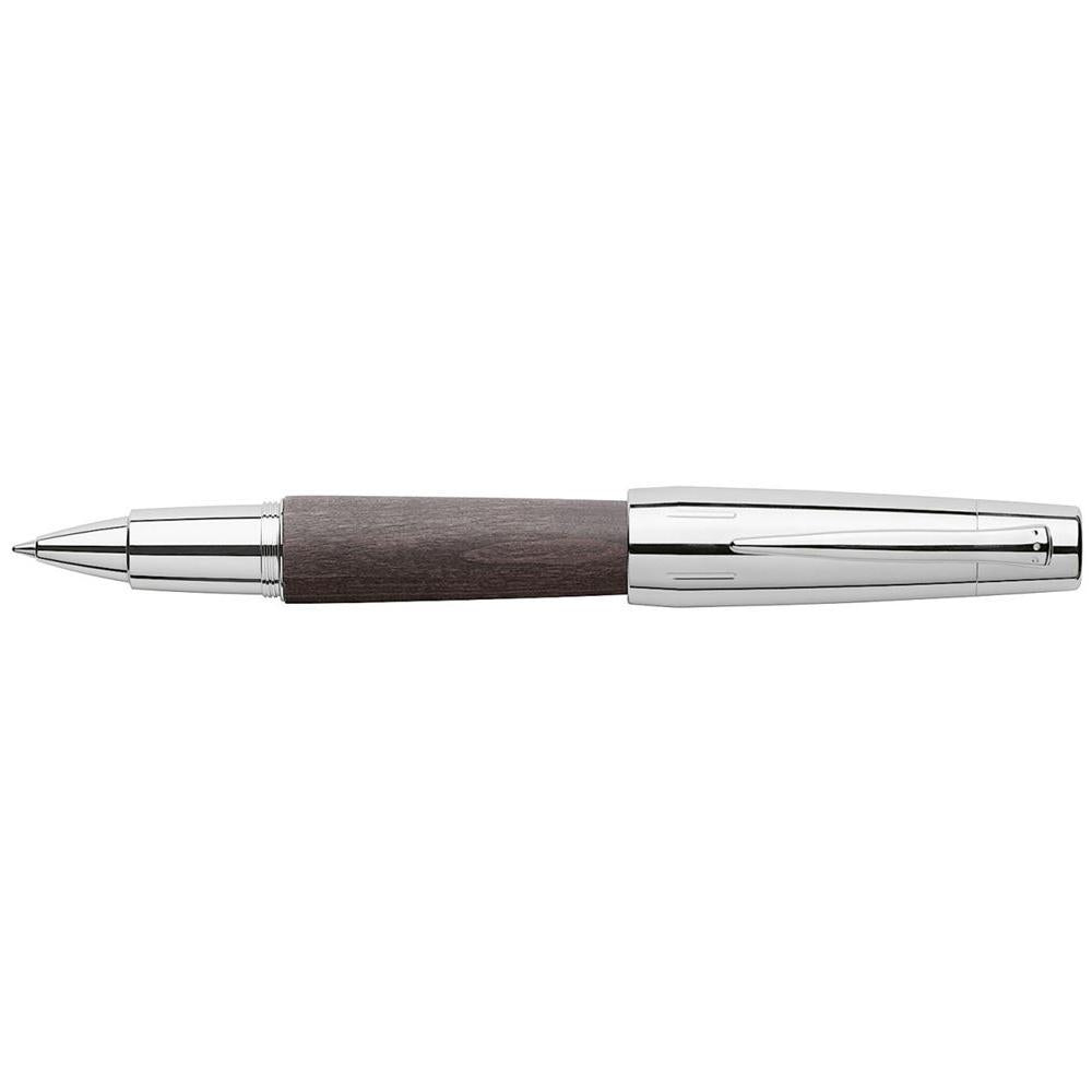 Faber-Castell Emotion Pearwood Black Roller Ball Pen 148225 cigar shaped pen with crome trims