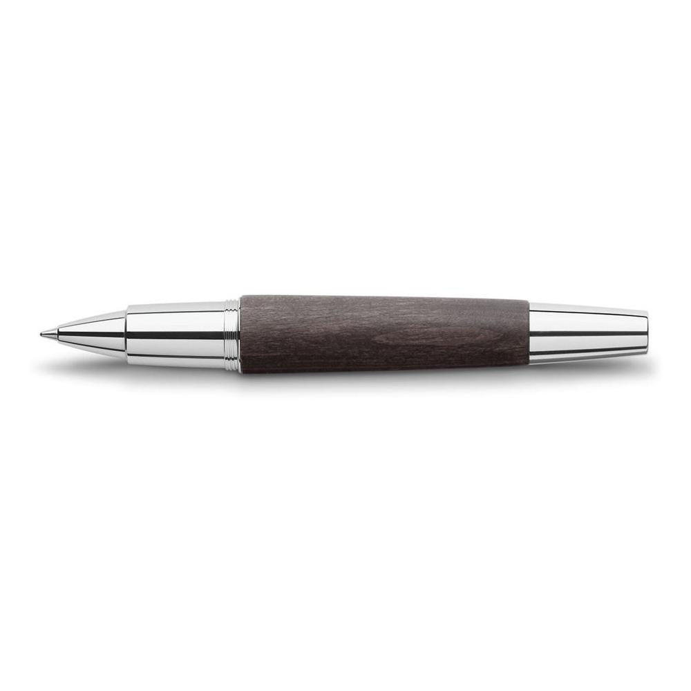 Faber-Castell Emotion Pearwood Black Roller Ball Pen 148225 cigar shaped pen with crome trims