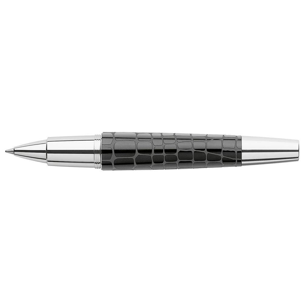 Faber-Castell Emotion Croco Black Roller Ball Pen 148235 cigar shaped with crocodile skin design and crome trims