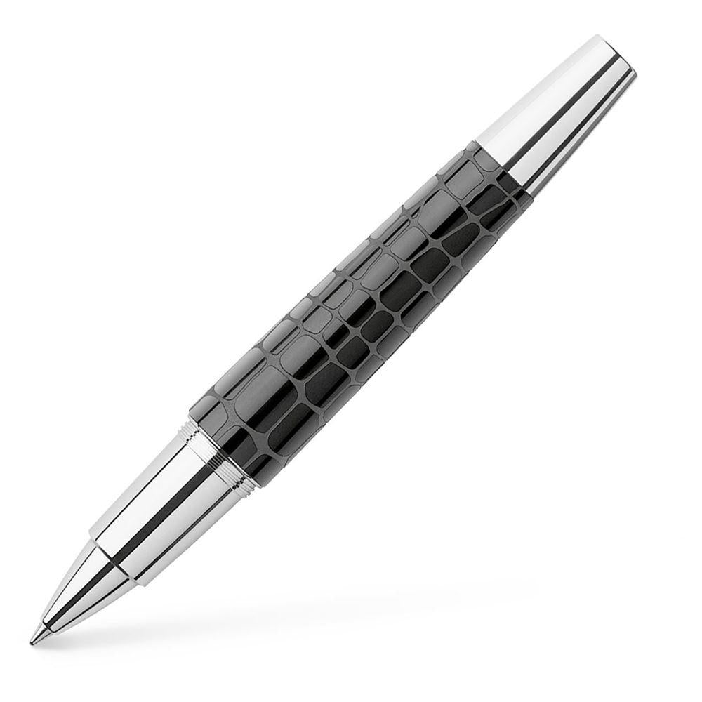 Faber-Castell Emotion Croco Black Roller Ball Pen 148235 cigar shaped with crocodile skin design and crome trims