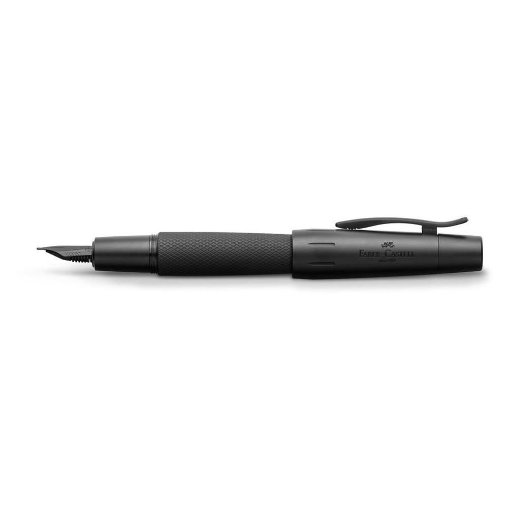 Faber-Castell Emotion Pure Black Fountain Pen. Cigar shaped with crome trims