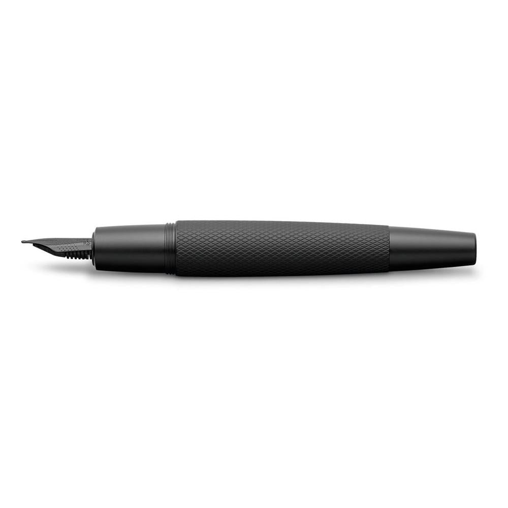 Faber-Castell Emotion Pure Black Fountain Pen. Cigar shaped with crome trims