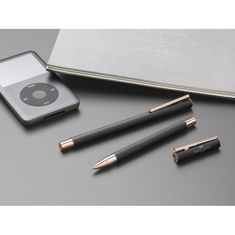 Faber-Castell Neo Slim Metal Black Rose Gold Roller Ball Pen 343114