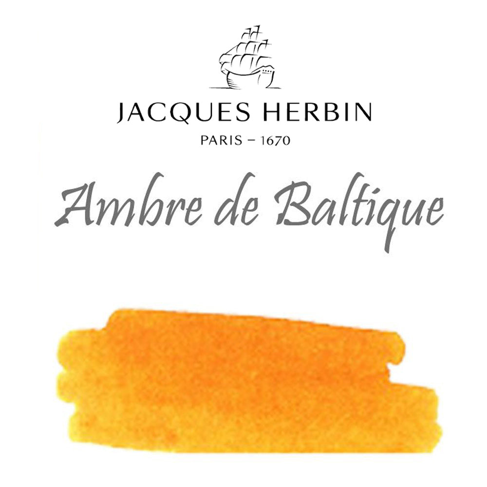 Jacques Herbin Essentielles Ink Bottle (Ambre de Baltique - 100 ML) 17141JT is a non-toxic and pH neutral water based natural dye. The ink is filled in 100 ml bottle from the ink tank bar