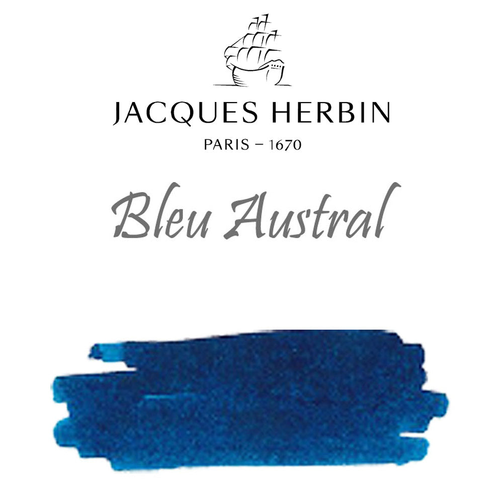 Jacques Herbin Essentielles Ink Bottle (Bleu Austral - 100 ML) 17116JT is a non-toxic and pH neutral water based natural dye. The ink is filled in 100 ml bottle from the ink tank bar