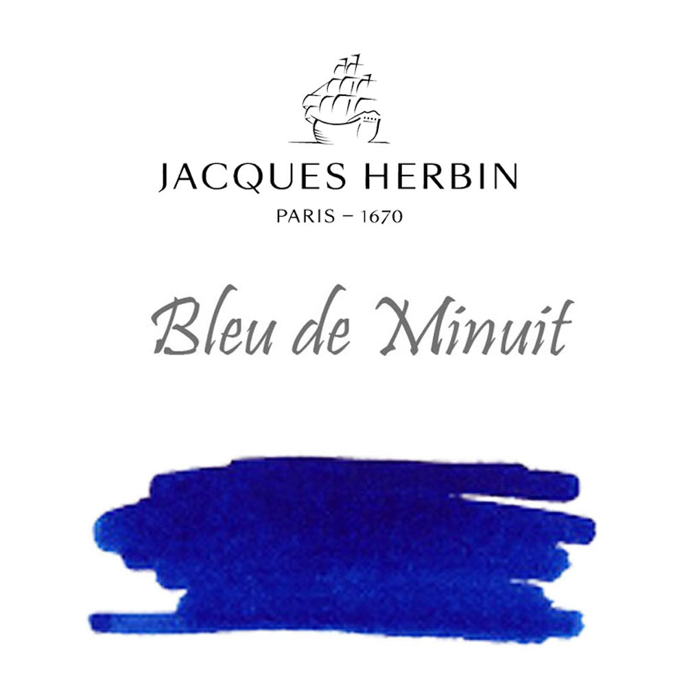 Jacques Herbin Essentielles Ink Bottle (Bleu de Minuit - 100 ML) 17119JT is a non-toxic and pH neutral water based natural dye. The ink is filled in 100 ml bottle from the ink tank bar