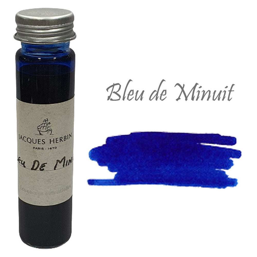 Jacques Herbin Essentielles Ink Bottle (Bleu de Minuit - 15 ML) 12119JT is a non-toxic and pH neutral water based natural dye. The ink is filled in 15 ml bottle from the ink tank bar