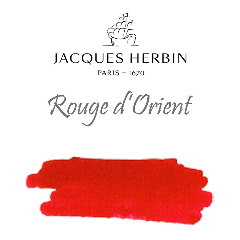 Jacques Herbin Essentielles Ink Bottle (Rouge d'Orient - 100 ML) 17169JT is a non-toxic and pH neutral water based natural dye. The ink is filled in 100 ml bottle from the ink tank bar