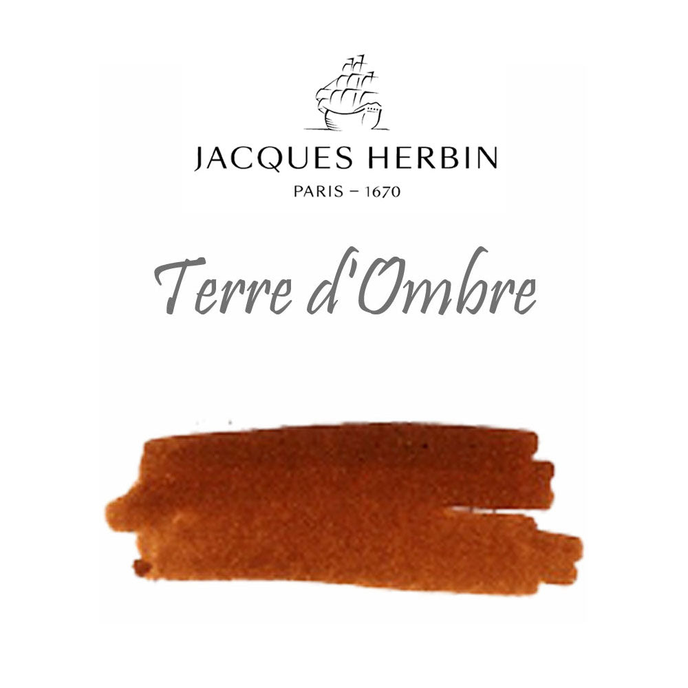 Jacques Herbin Essentielles Ink Bottle (Terre d'Ombre - 100 ML) 17147JT is a non-toxic and pH neutral water based natural dye. The ink is filled in 100 ml bottle from the ink tank bar