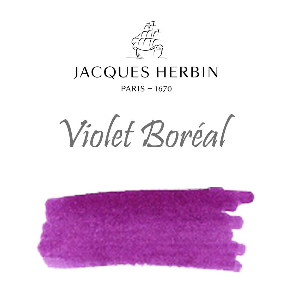 Jacques Herbin Essentielles Ink Bottle (Violet Boréal - 100 ML) 17173JT is a non-toxic and pH neutral water based natural dye. The ink is filled in 100 ml bottle from the ink tank bar